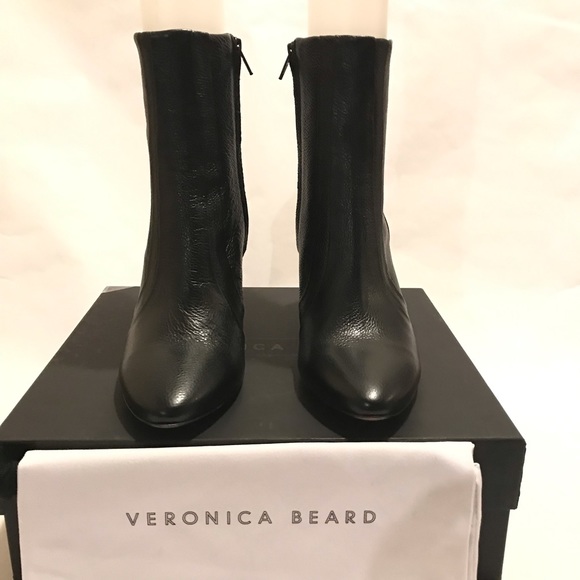 Veronica Beard Marla Tumbled Leather Ankle Boots Black Size 10 - Picture 4 of 10